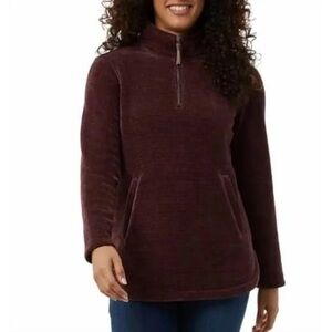 32 Degrees Burgundy Fleece Quarter Zip Sweater